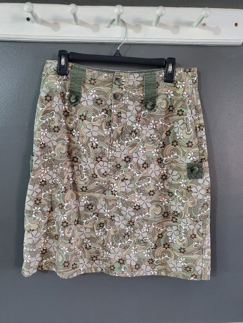 COLUMBIA Floral Butterfly Print Utility Cargo Skirt M